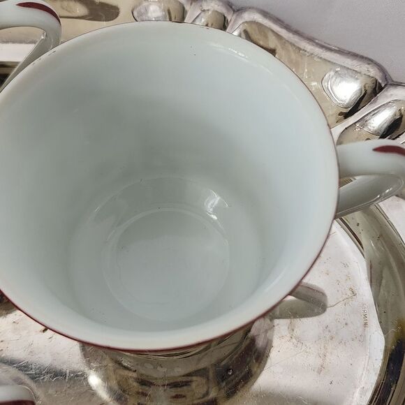 Vintage Set of 4 Imari Japan Derbyshire Fine china SnackDessert Plates & Teacups - Picture 9 of 14